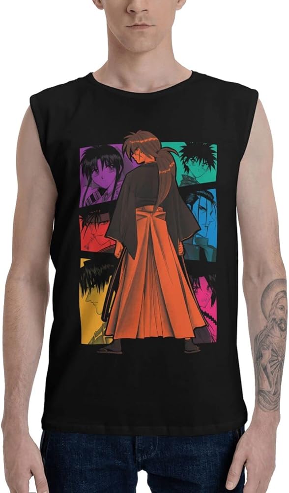 Anime Kenshin Rurouni Tank Top Man's Summer Sleeveless Tee Casual Running Workout Sport Vest