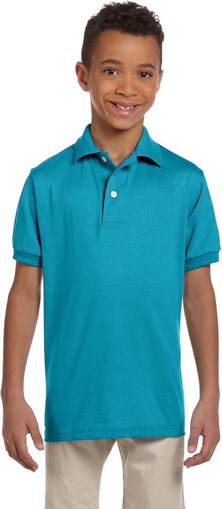 Jerzees Boys SpotShield Jersey Polo(437Y)-California Blue-M