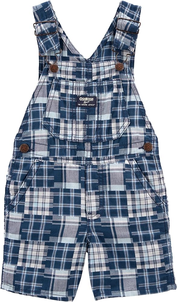 OshKosh B'Gosh boys World's Best Overalls, Blue Patchwork, 5 US