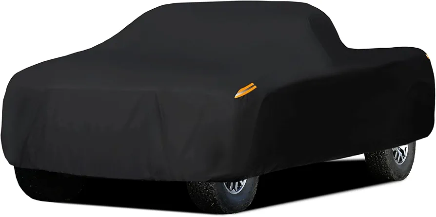 Waterproof Car Cover All Weather Snowproof UV Protection Windproof Outdoor Full Truck Cover, Universal Fit for Truck (All black, Fit Truck Length 210-230 inch)