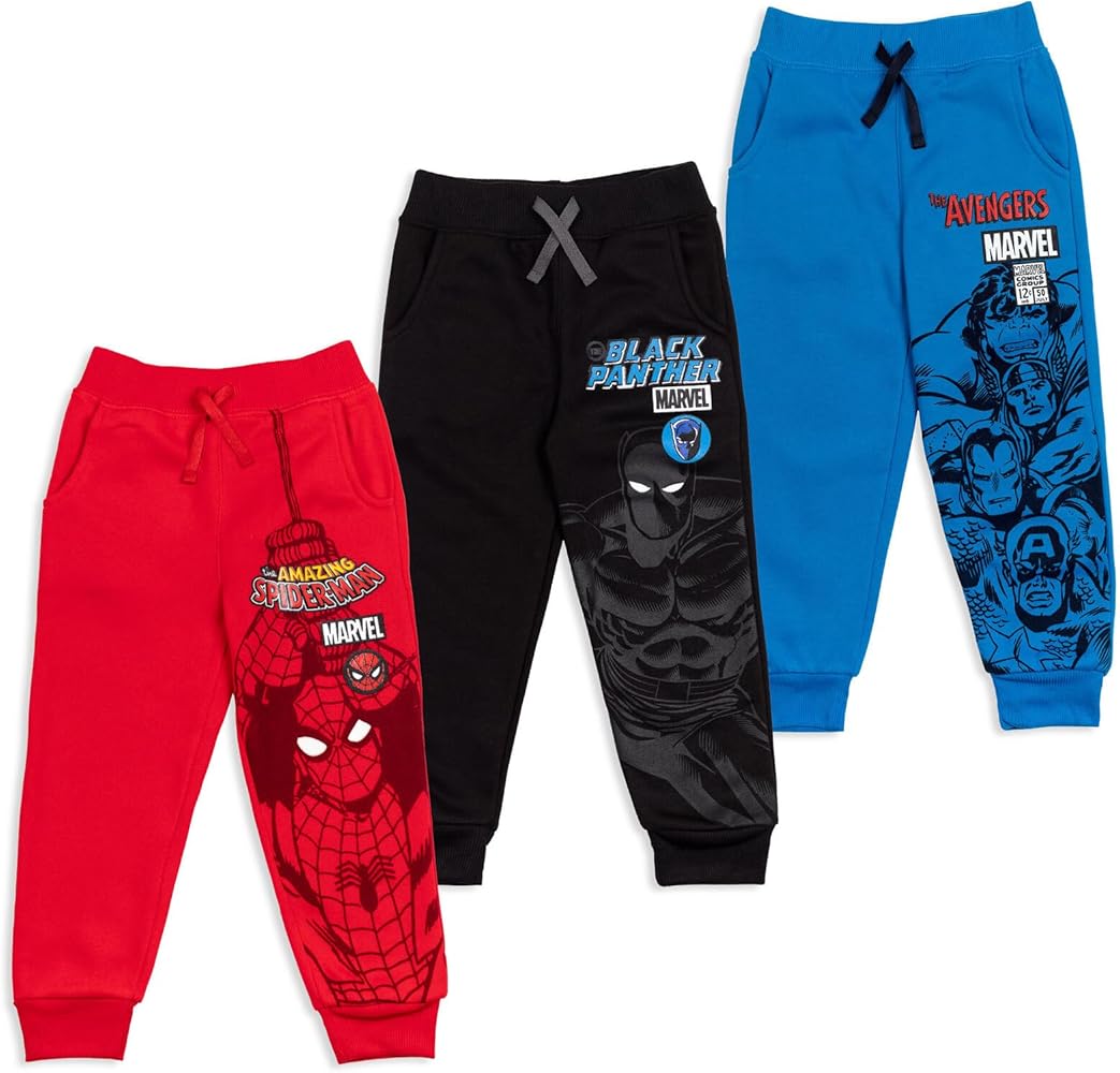 Marvel Avengers Fleece 3 Pack Jogger Pants Toddler to Big Kid Spider-Man Venom Iron Man Thor