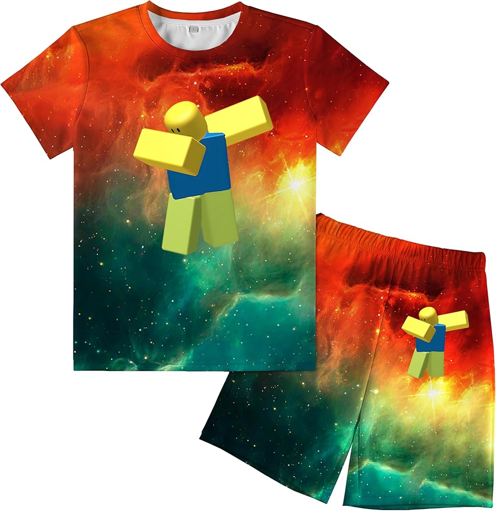 Cartoon Game T-Shirt Shorts Sets Fashion Short Sleeves Shirt Suit For Boys And Girls