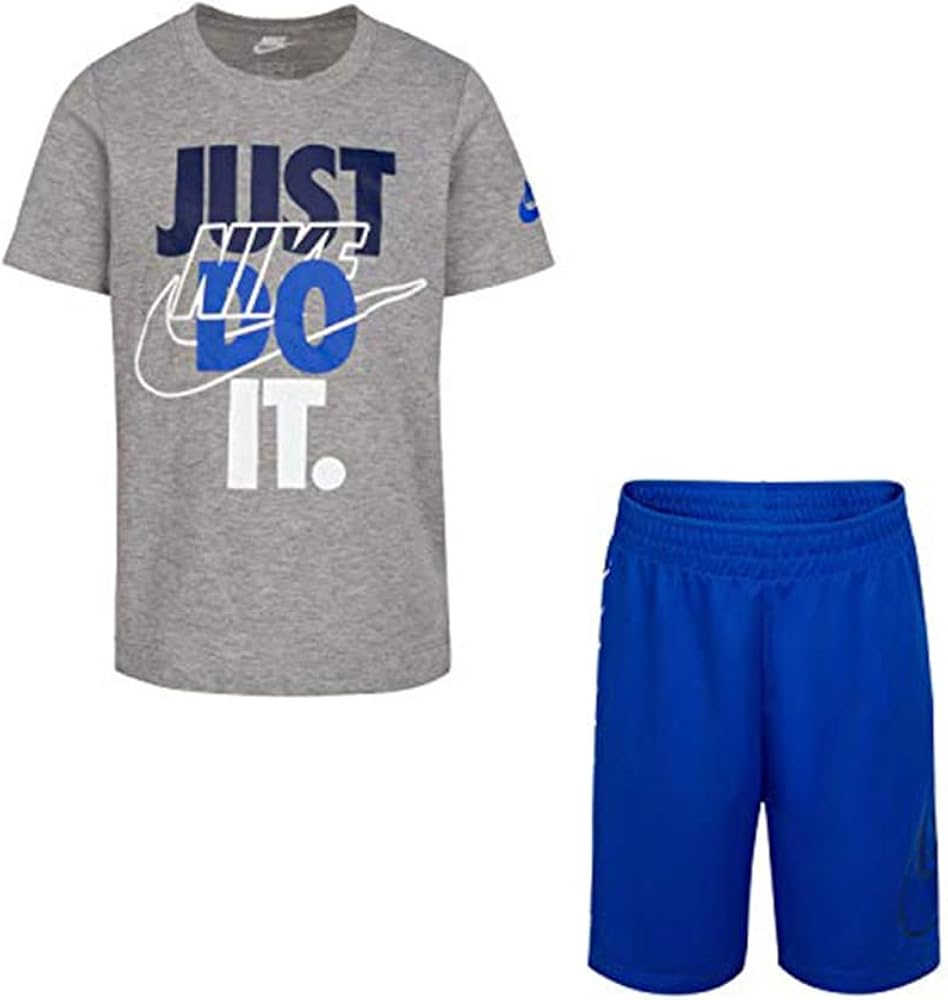 Nike Little Boy's JDI Outline Logo T-Shirt and Short Set, 7, Game Royal