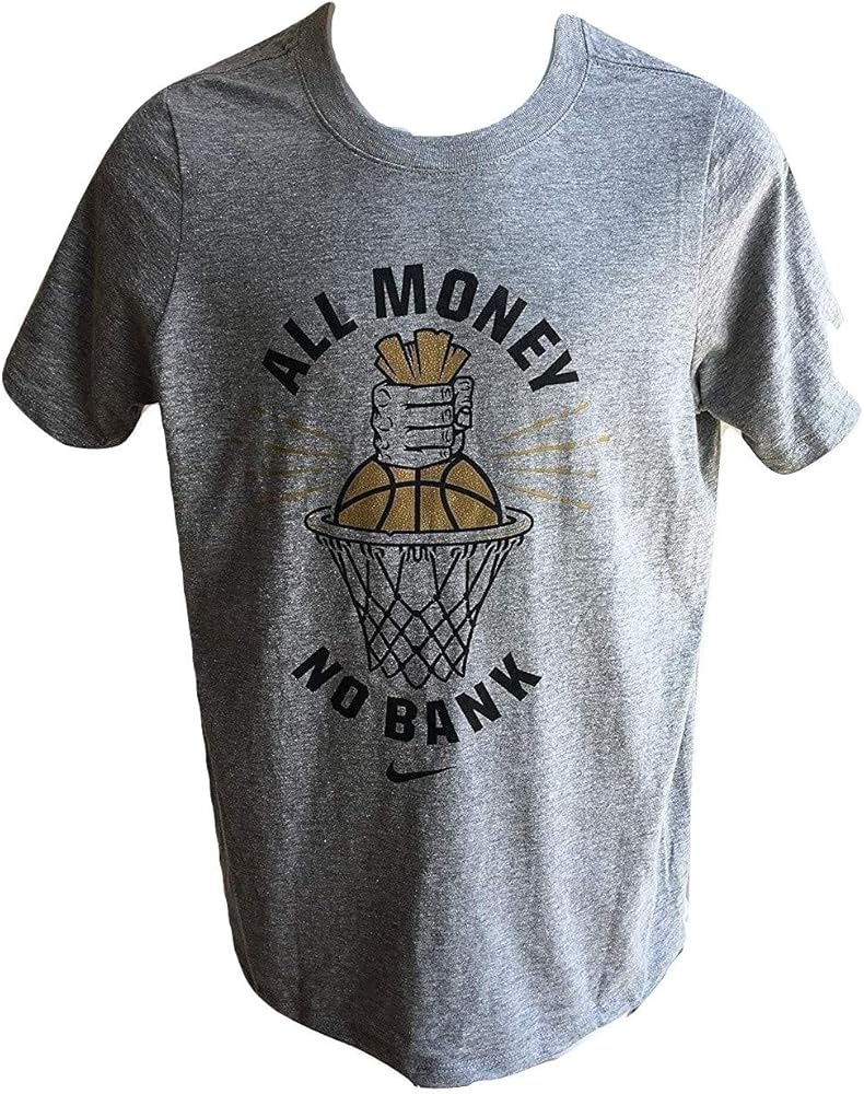 Nike Boy's Tee T-Shirt AA8863-063 Grey 'All Money No Bank' Size Small