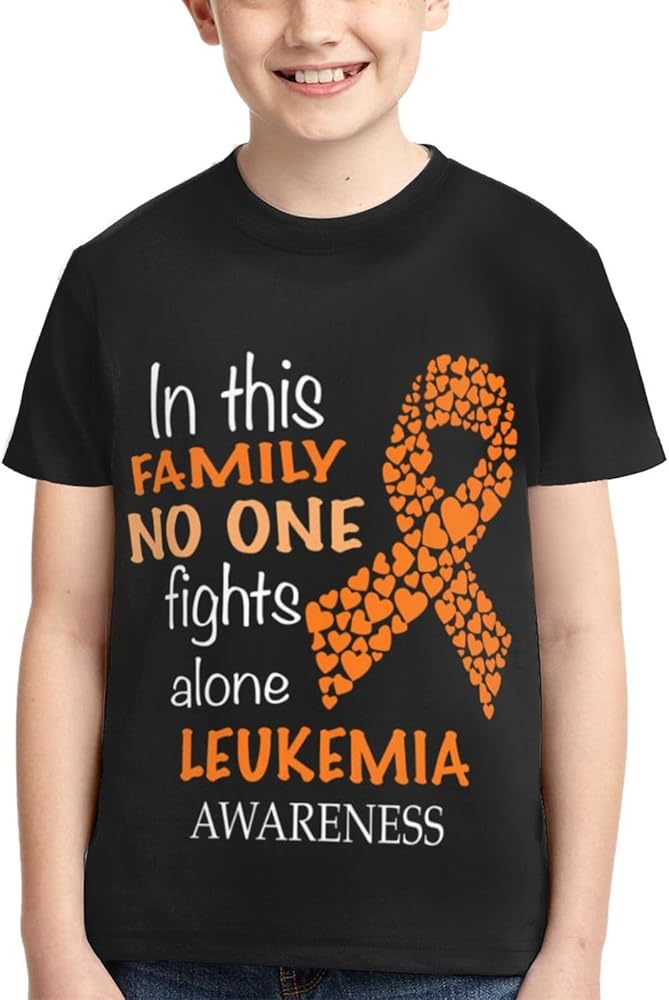 Leukemia Cancer Awareness Boys Girls Shirts Kids Short Sleeve Classic Crewneck Top Tee