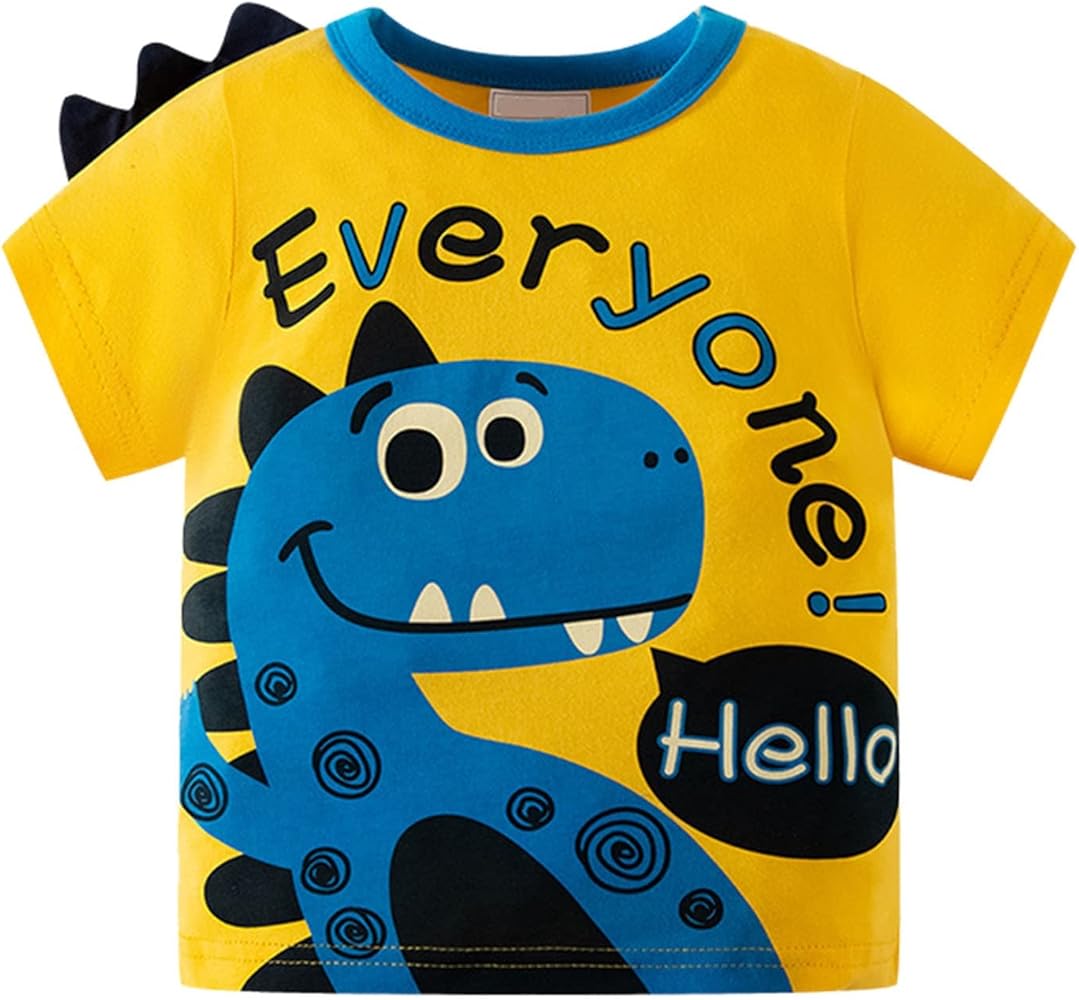 Kids' Tank Tops Boys Summer Cartoon Cute and Funny Dinosaur Short Sleeve Crewneck T Shirts Tops Tee Kids' Graphic Tees