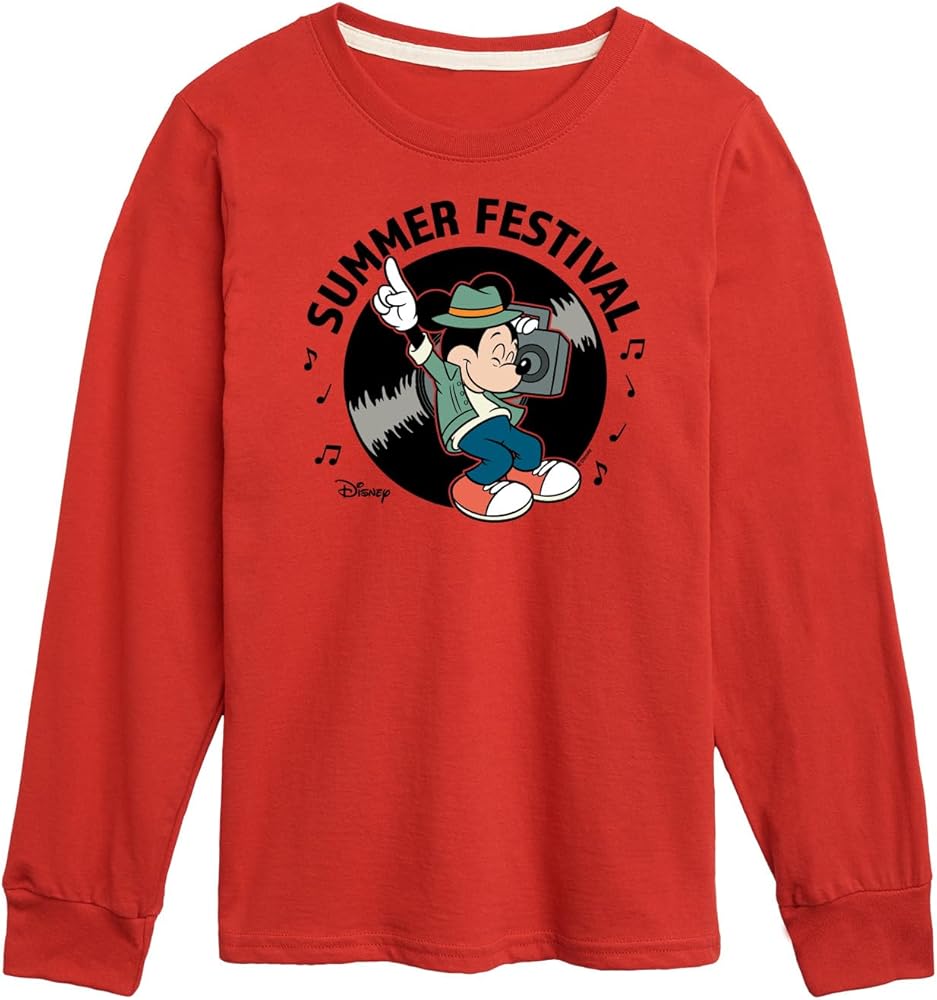 Disney Characters - Mickey & Friends - Summer Music Festival - Toddler and Youth Long Sleeve Graphic T-Shirt