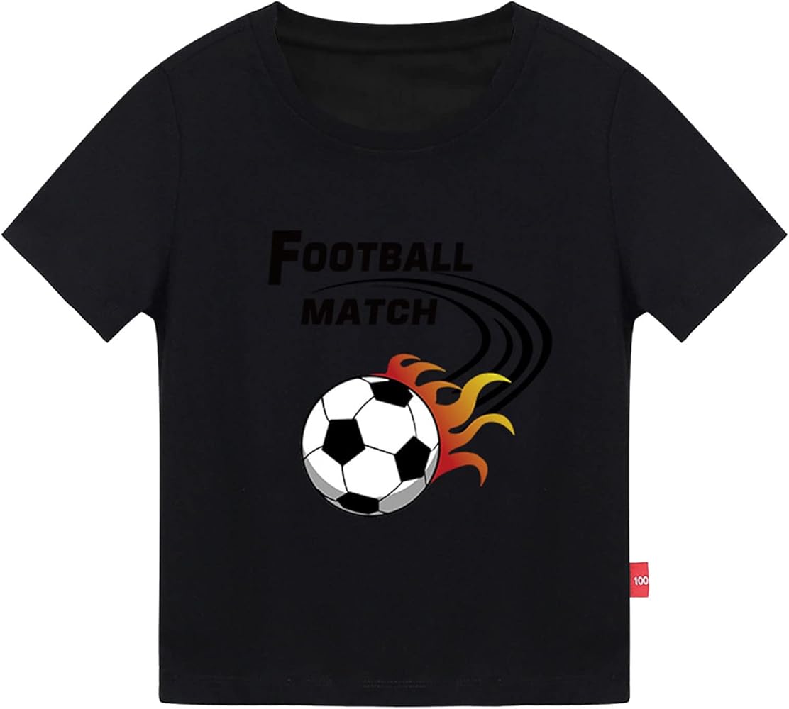 Toddler Kids Girls Boys Football Cartoon 3D Prints Loose Tops Soft Short Sleeve T Shirt Tee Tops Clothes Top