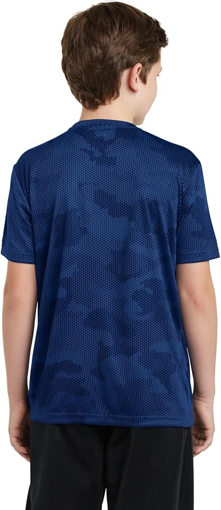 SPORT-TEK Boys CamoHex Tee, XL, True Royal