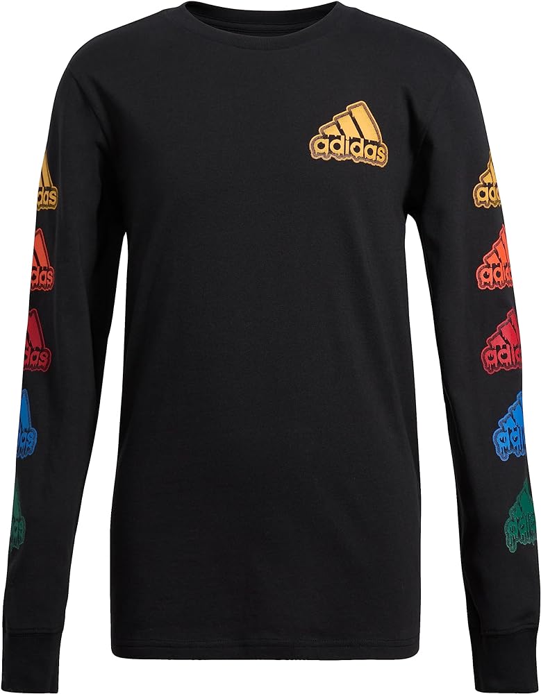 adidas Boys' Long Sleeve Cotton Small Logo T-Shirt