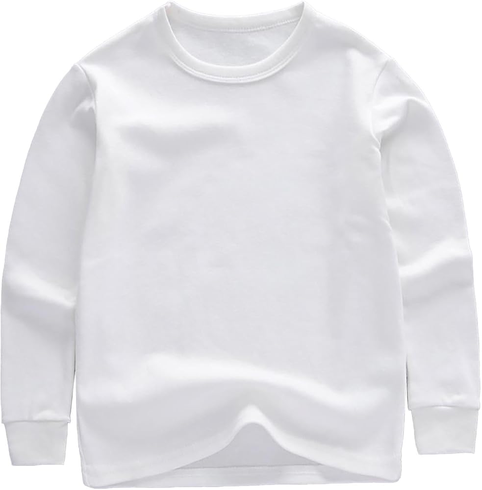 Boys and Girls' Classic Fit Crewneck T Shirt | Organic Cotton Soft Multi Pack Loog Sleeve Basic Toddlers Boy