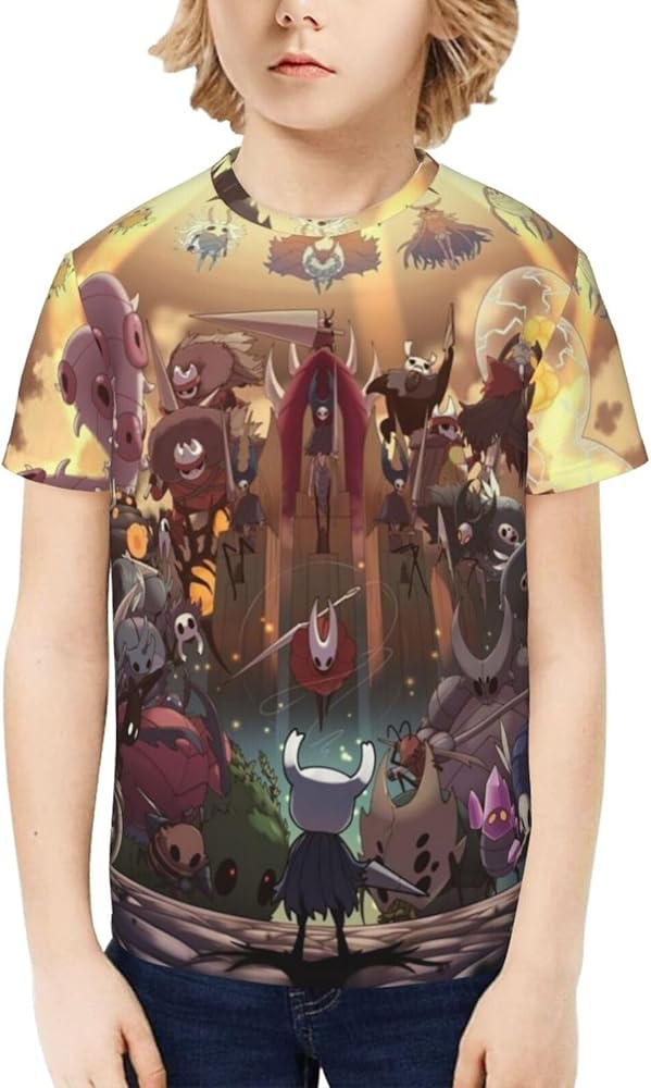 Hollow Gaming Knight Unisex Graphic T-Shirts Crewneck Summer Shirt Short Sleeve Tops Blouse for Boys Girls