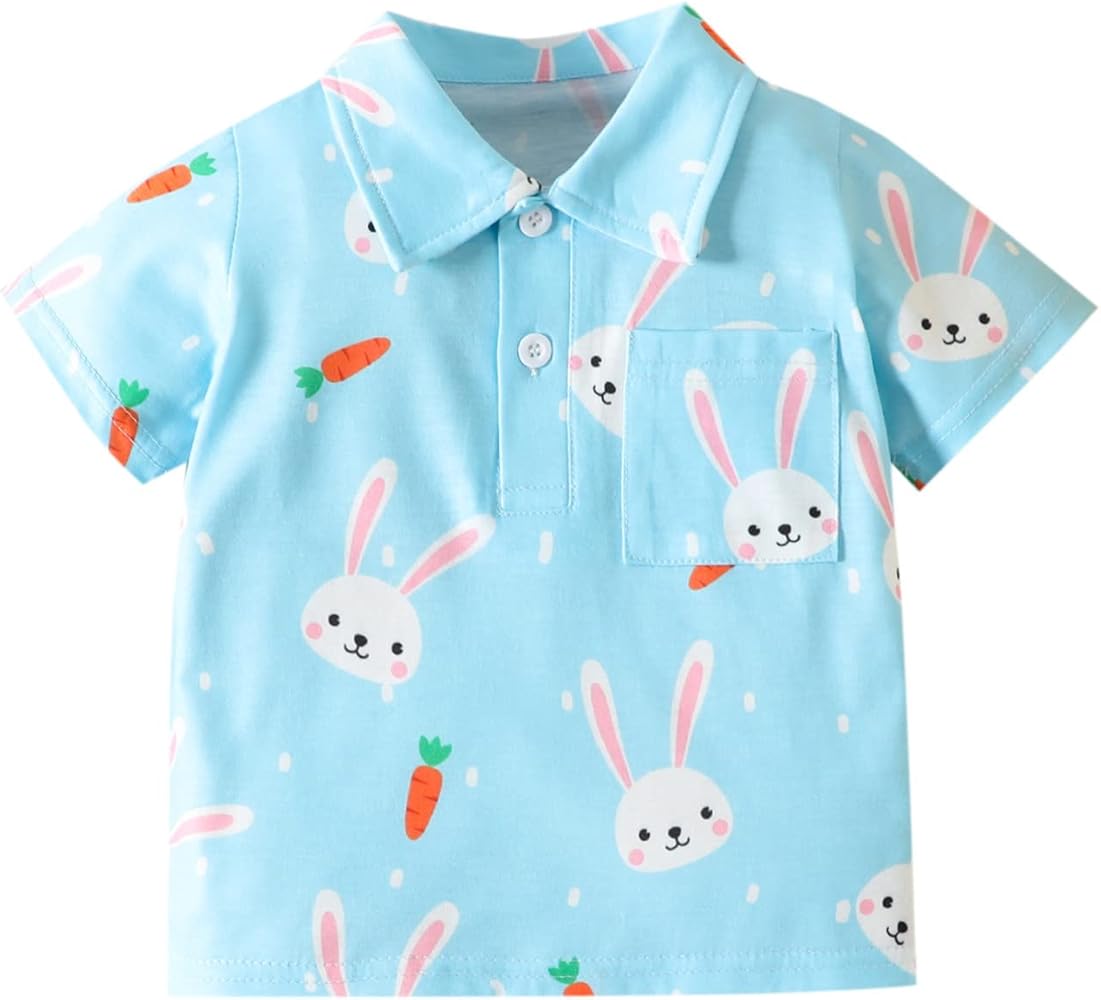 Toddler Boys Girls Short Sleeve Easter Cartoon Rabbit Printed Kids Tops T Shirt with Pocket Boy 3