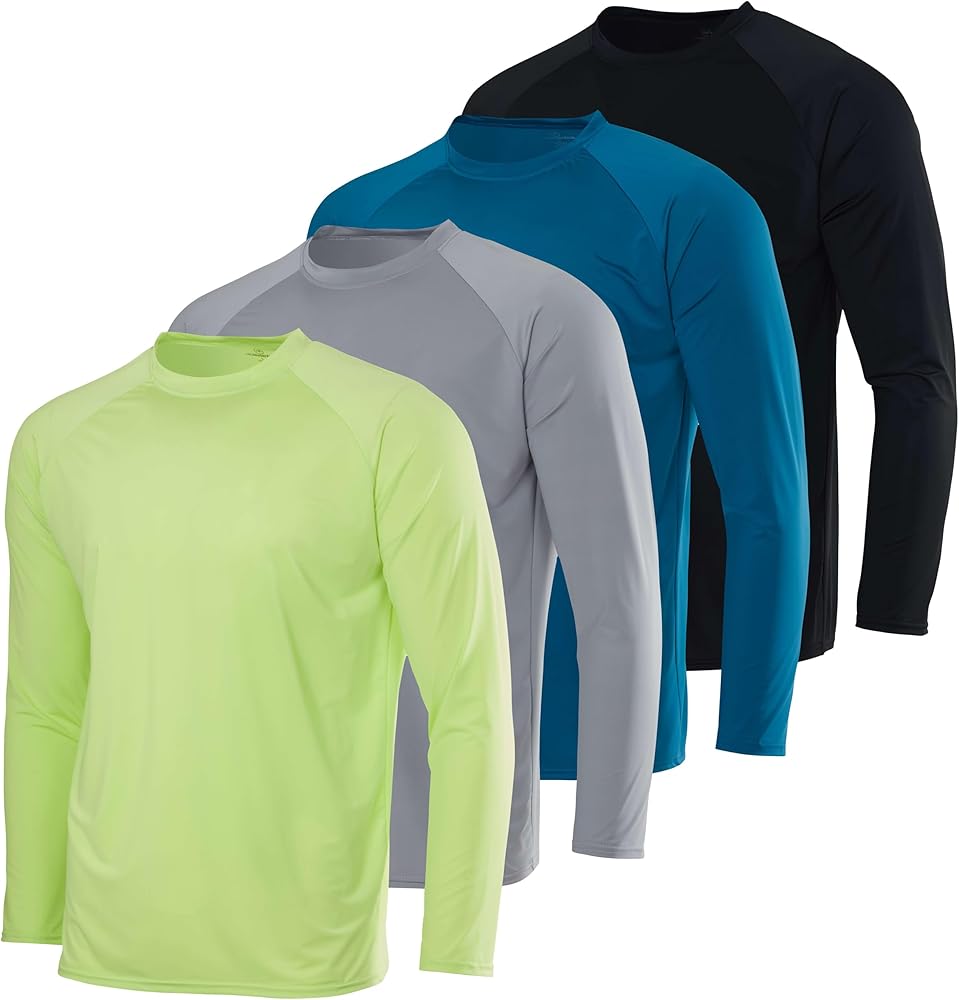 Real Essentials 4-Pack: Boys Long Sleeve Rash Guard Shirt Swimwear UPF Sun Protection Surf Top Swim Suit