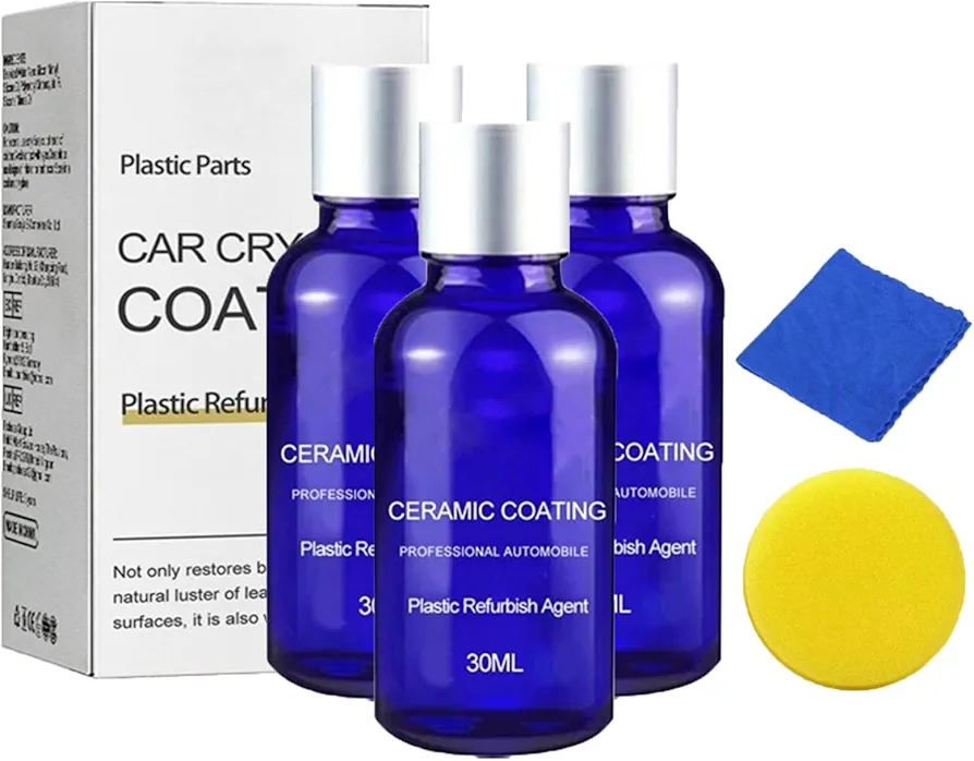 Crystal Coating for Car Plastic Parts, Plastic Parts Refurbish Agent, Car Plastic Parts Refurbish Plastic Parts Crystal Coating, Plastic Coating Trim Restore for Car Plastic Parts 30ml (3 PCS)