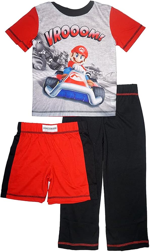 Super Mario Boys' Big 3 Piece Jersey Pajama Set