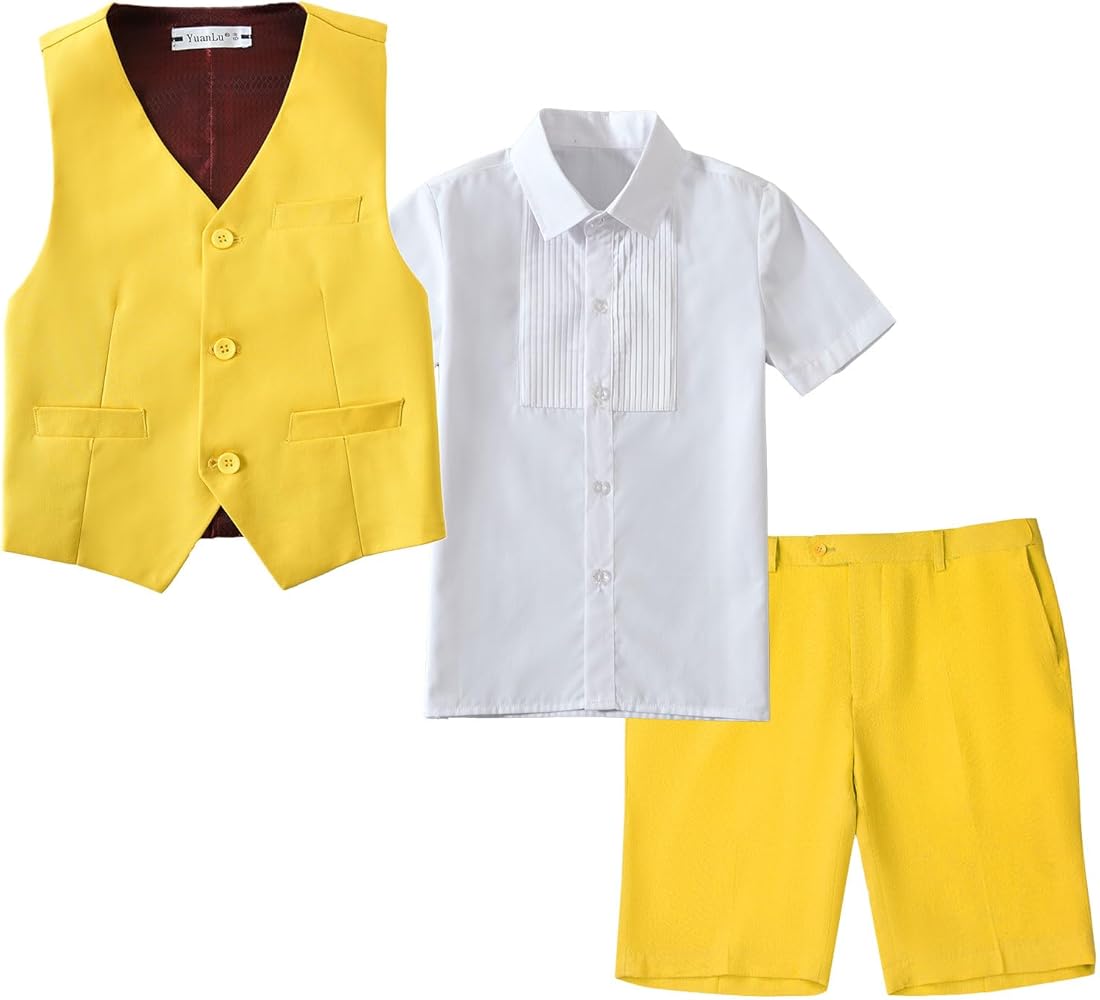 Boys' Suits Slim Fit 3 Piece Suits for Boys Summer Wedding Prom Dress Toddler Suit for Boys