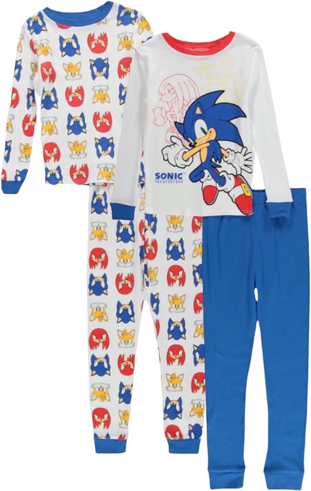 Sonic The Hedgehog Boys' 4 Piece Cotton Pajama