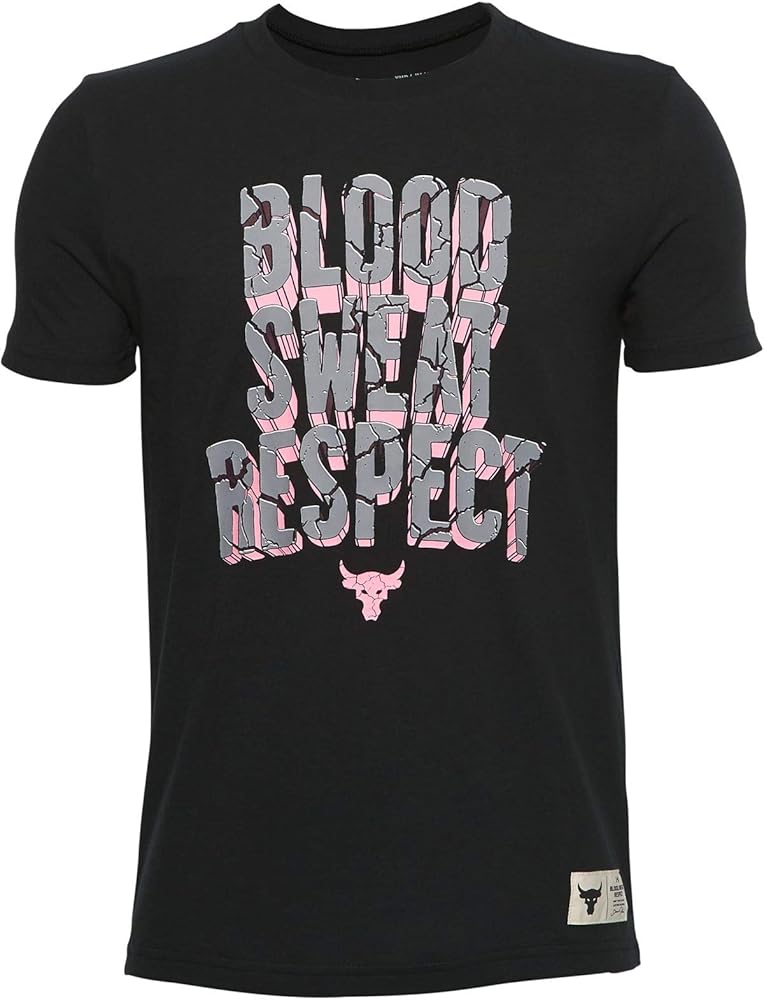 Under Armour Boys (8-20) Project Rock Blood Sweat Respect Short Sleeve Athletic T Shirt (Medium, Black)