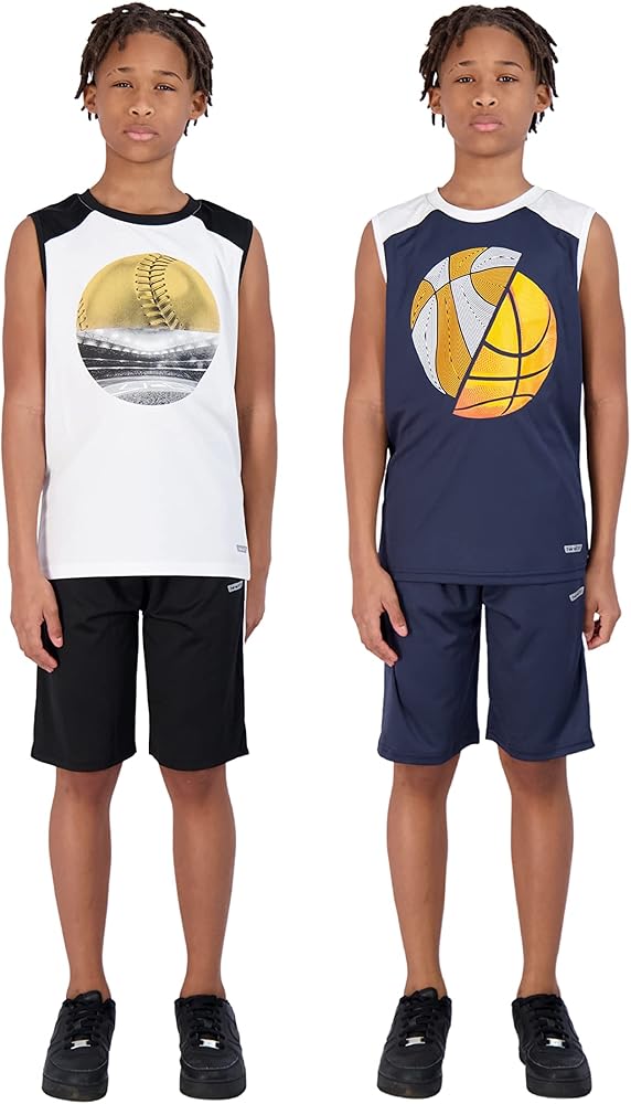 Hind 4-Piece Boys Basketball Shorts and Muscle Athletic Shirt Tank Top Jersey