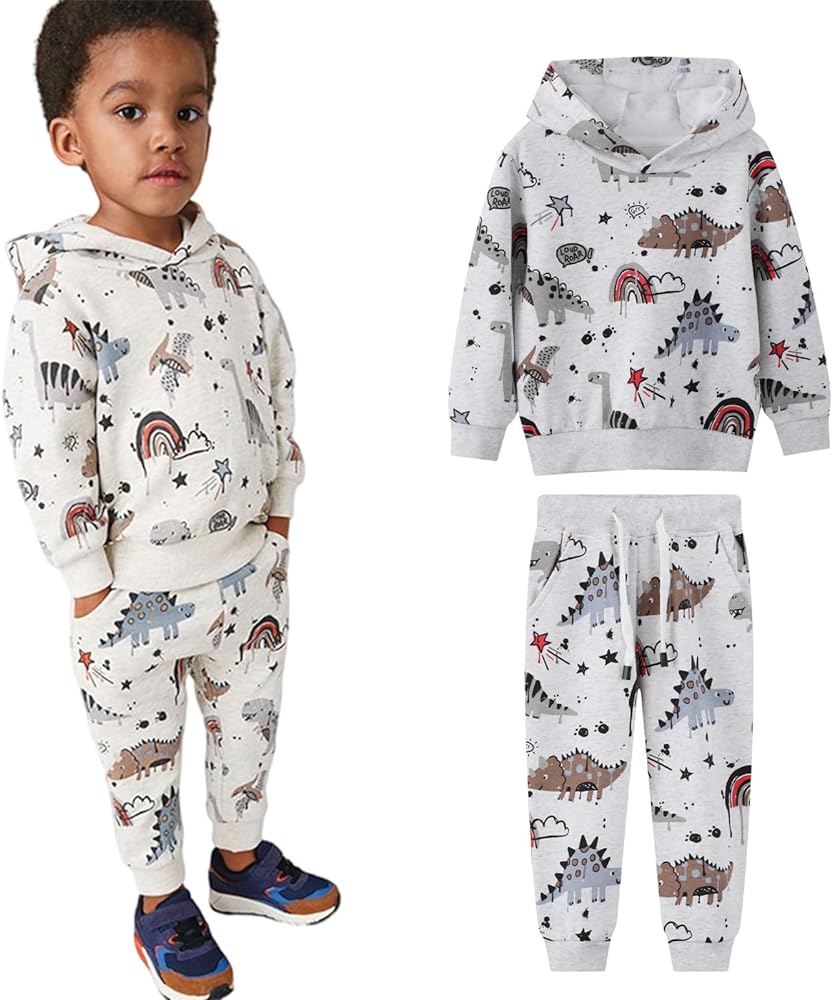 Toddler Boy Clothes 2-Piece Outfits Long Sleeve Shirt & Pants Set Pullover Sweatshirt Jogger Playwear