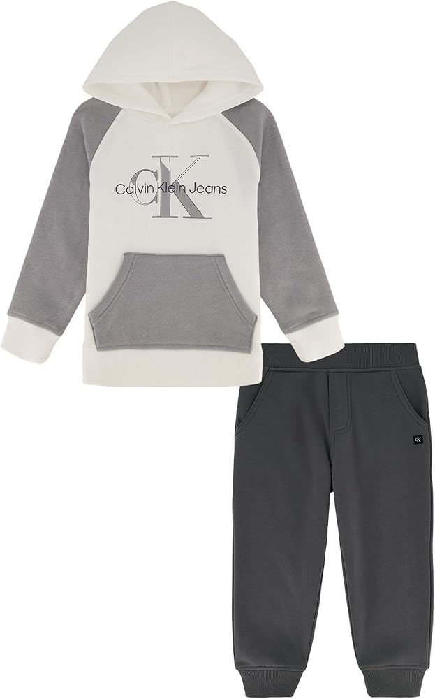 Calvin Klein boys 2 Pieces Fleece Hooded Jog Set