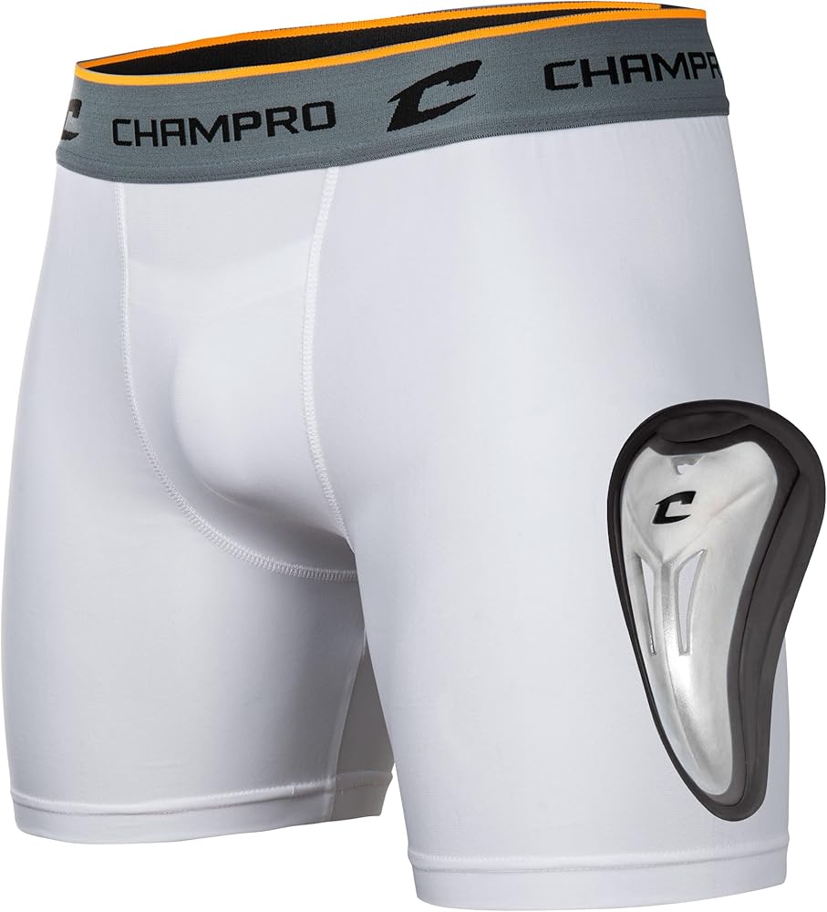 Champro Compression Boxer Short with Cup - Polyester/Spandex, Youth X-Small, White, BPS14YCWXS