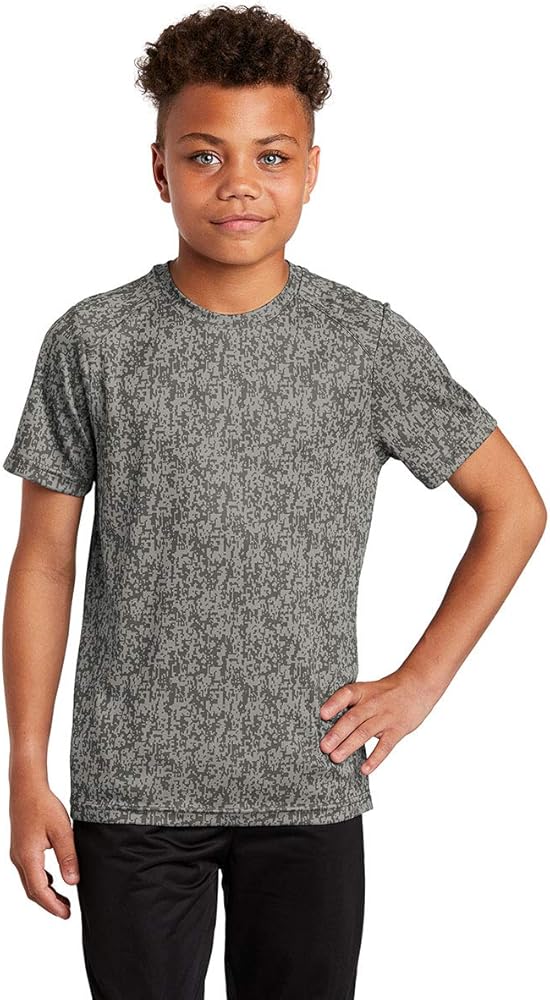 Sport-Tek Youth Digi Camo Tee. YST460 L Grey Concrete