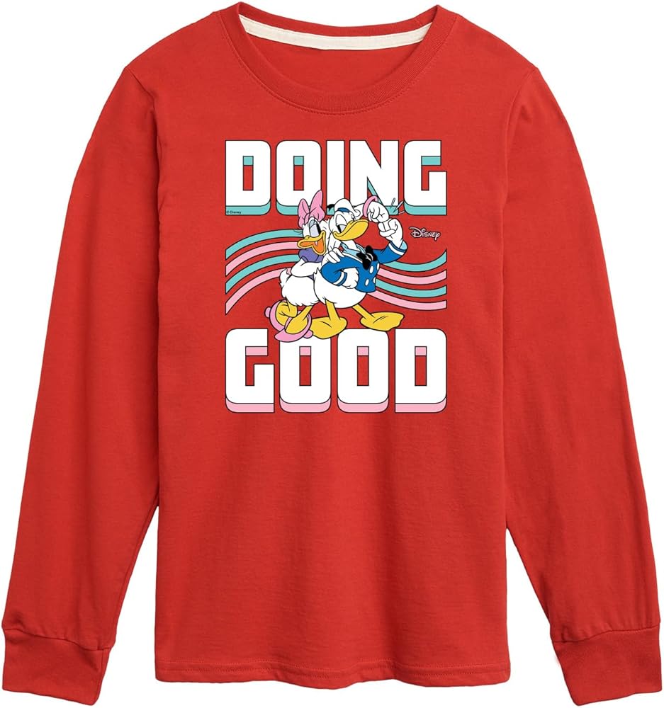 Disney Characters - Mickey & Friends - Donald Duck & Daisy - Doing Good - Toddler and Youth Long Sleeve Graphic T-Shirt