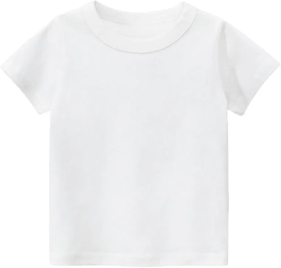 Boys Girls T Shirt Tees Outfits Toddler Kids Girls Boys Short Sleeve Basic T Shirt Casual Summer Tees Shirt Tops Solid (White, 4 Years)