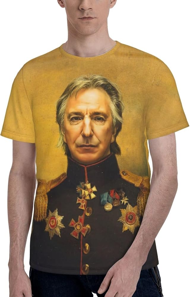 Alan Rickman T Shirt Men's Summer Comfortable Fit Soft Short Sleeve Crew Neck Basic Tee Tops