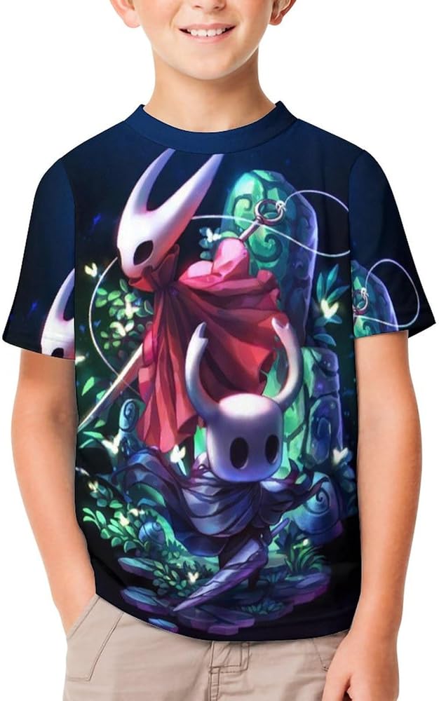 Hollow Gaming Knight Children's T-Shirt for Boys Girls Kids Crewneck Tee Shirts Short Sleeve Lightweight Blouse Tops