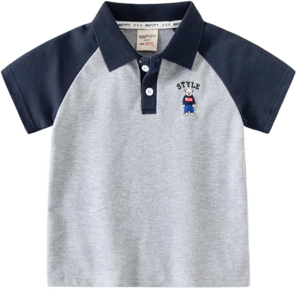 Toddler Baby Boys Pique Polo Cute Color Block Short Sleeve Lapel Comfy Cotton Tee Shirts Tops Summer Clothes