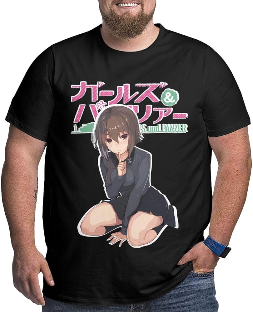 Anime Big Size Man's T Shirt Girls Und Panzer O-Neck Short-Sleeve Tee Tops Custom Tees Shirts