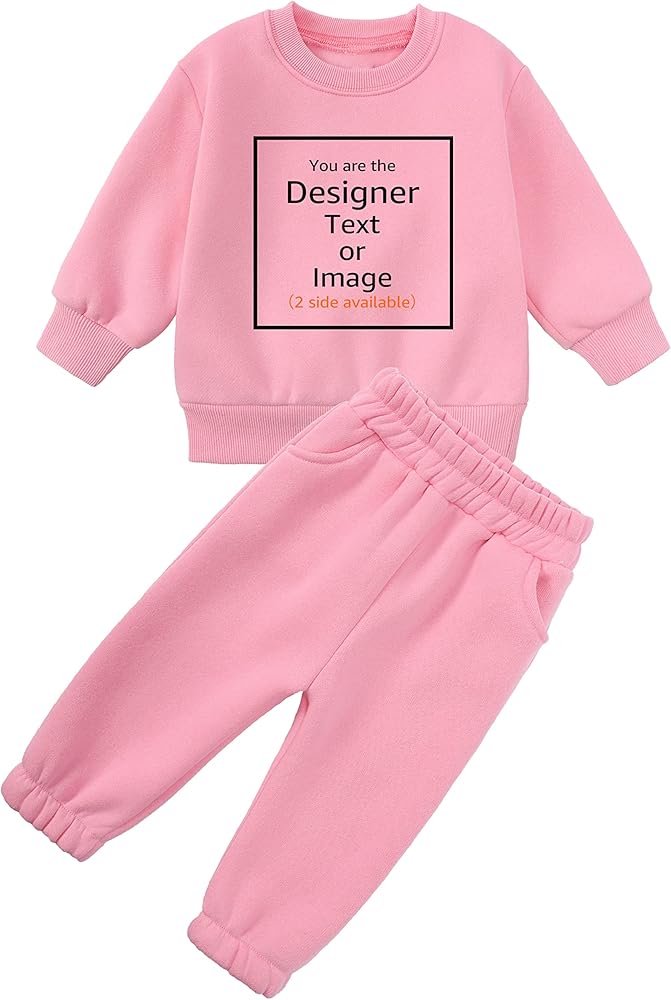 MYGBCPJS Boys Girls 2 Pcs Custom Warm Fleece Sweat Suit Kids Personalized Pullover Sweatshirt + Elastic Waist Sweatpants Set