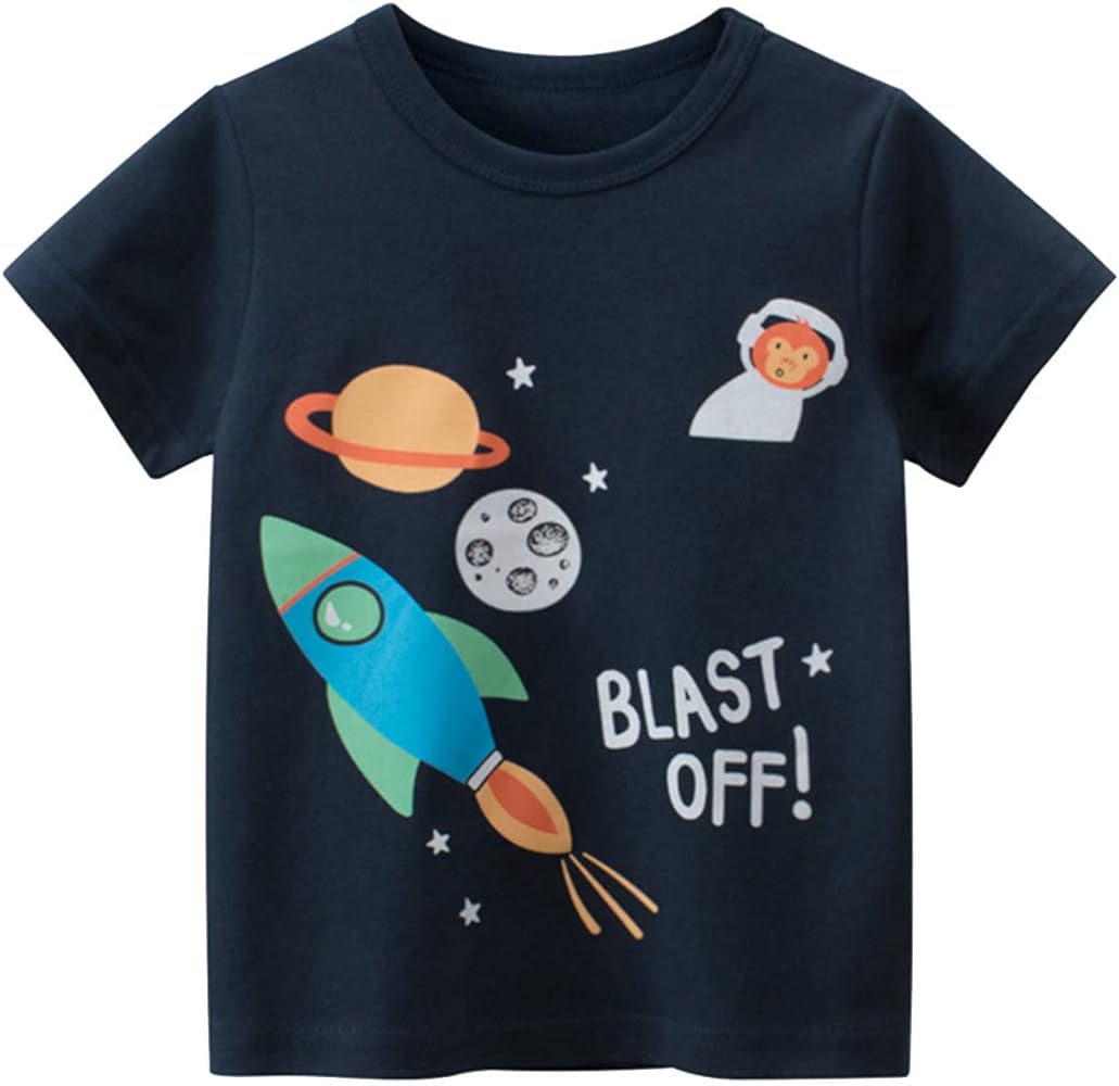 Toddler Kids Girls Boys Cartoon Prints Loose Tops Soft Short Sleeve T Shirt Tee Tops Clothes 7 11 Shirt