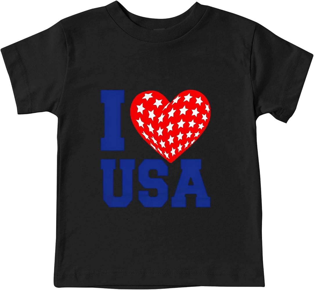 Workout Top Boys Toddler Boys I Love USA Text Print T Shirts American Flag Shirt Kids Independence Day 6 Boy Clothe