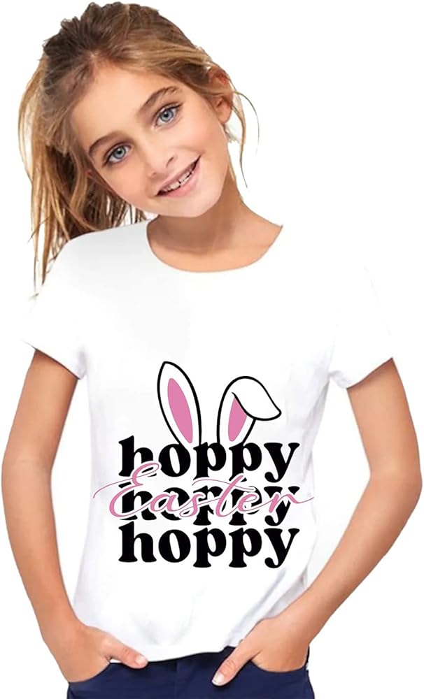 Toddler Easter Shirt Boys Girls Funnny RABIT Vintage Tee Top Short Sleeve Summer Tops