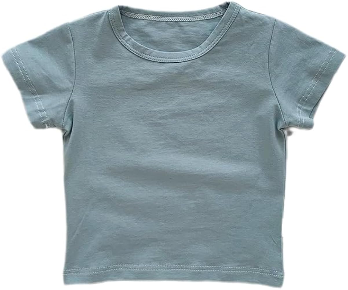 Unisex Summer Casual Comfort Daily Wear Short Sleeve T-Shirt Toddler Girls Boys Classic Solid Color Tops Tees