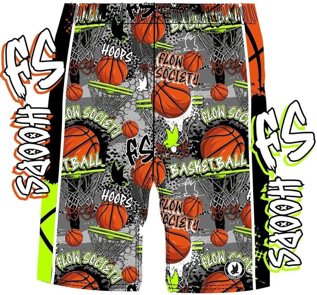 Flow Society Grey FS Hoops Attack Boys Athletic Shorts - Boys Basketball Shorts