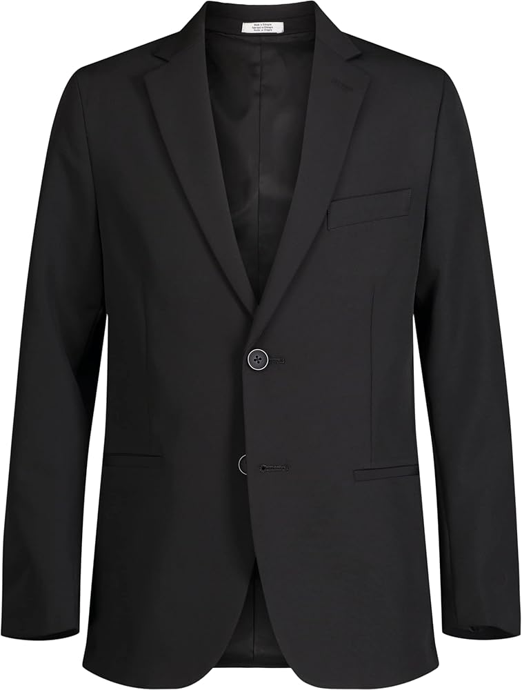 Calvin Klein Boys' Blazer Suit Jacket, 2 Single Breasted Closure, Buttoned Cuffs & Front Flap Pockets