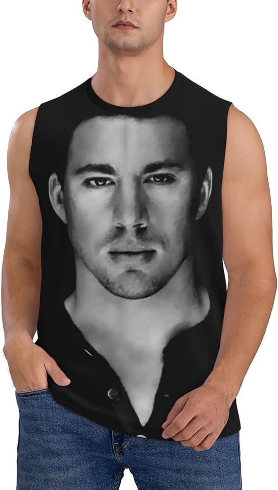 Channing Tatum Tank Tops Mens Lightweight Summer Casual Sleeveless Muscle Workout Running Gym T Shirts