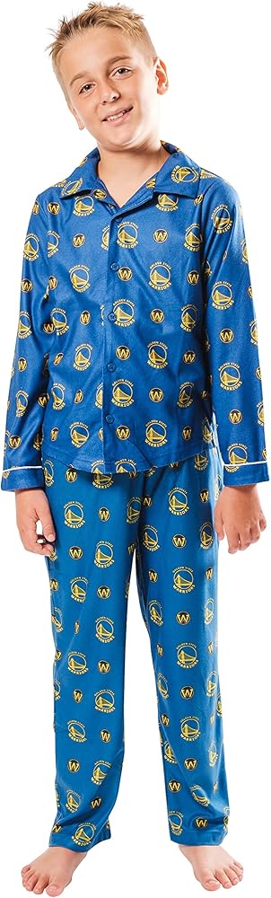 Ultra Game NBA Boys 2-Piece Loose-fit Button Down Pajamas Set (Sizes 4-20)