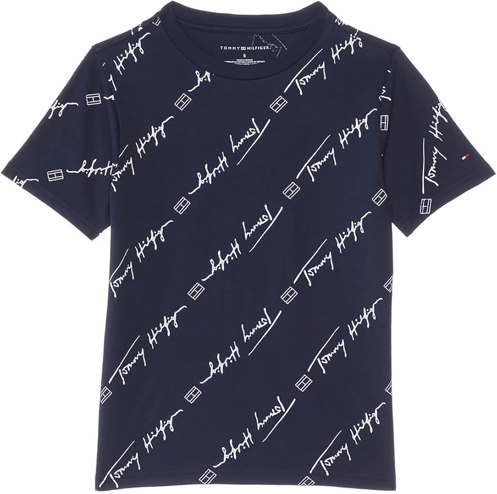 Tommy Hilfiger Boy's Angled Script Short Sleeve T-Shirt (Little Kids)