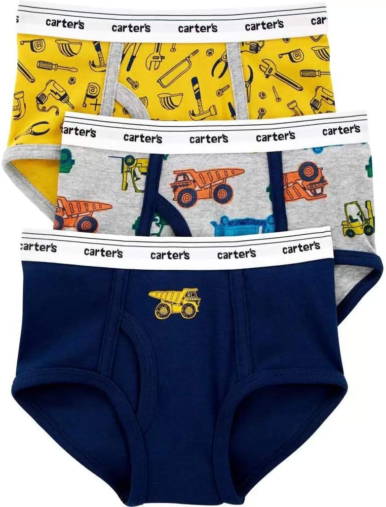 Carter's Little Boys' 3 Pack Briefs, Construction, Size 6/7 Kids