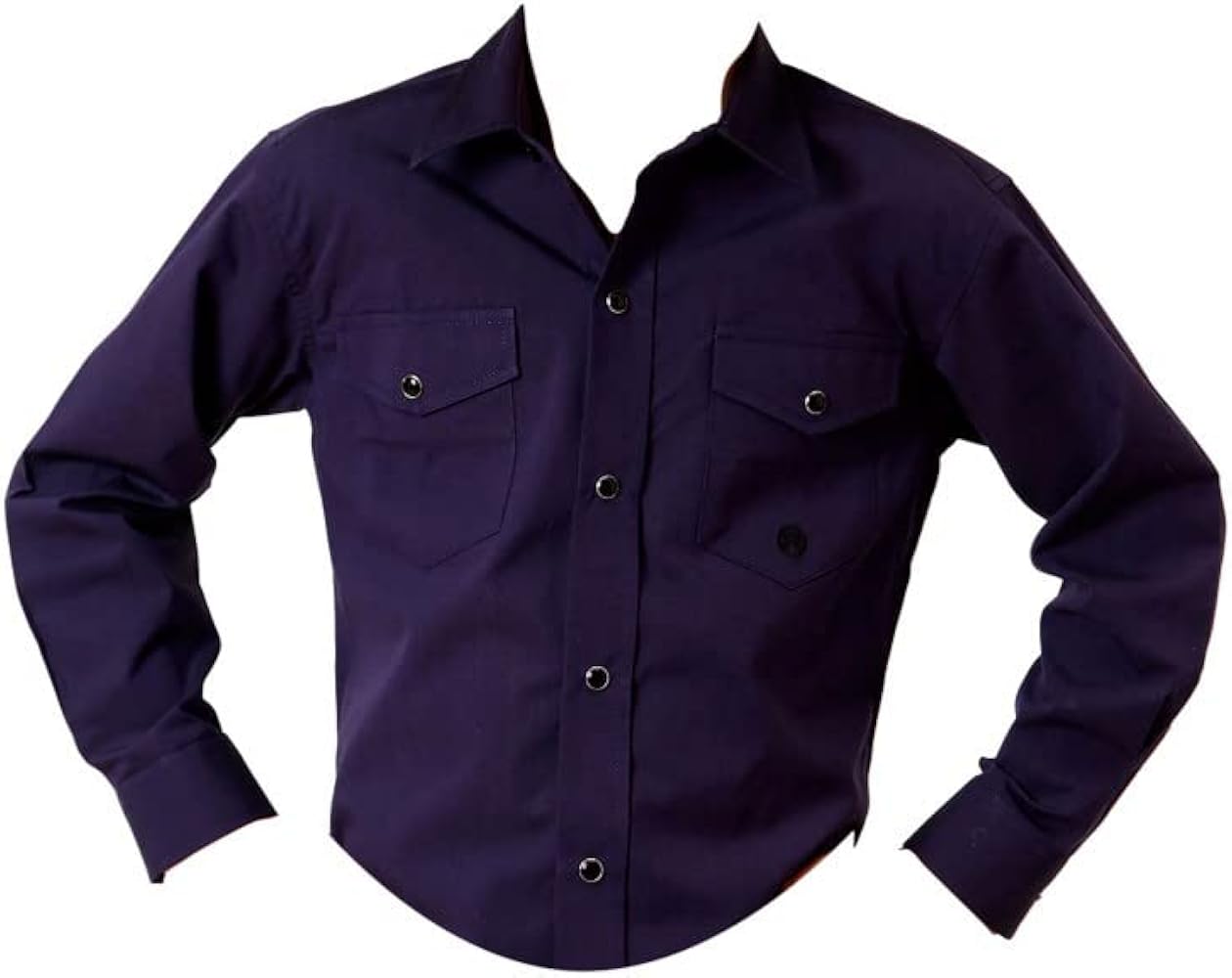 Roper Boys Kids Purple 100% Cotton Solid Black Fill L/S Shirt