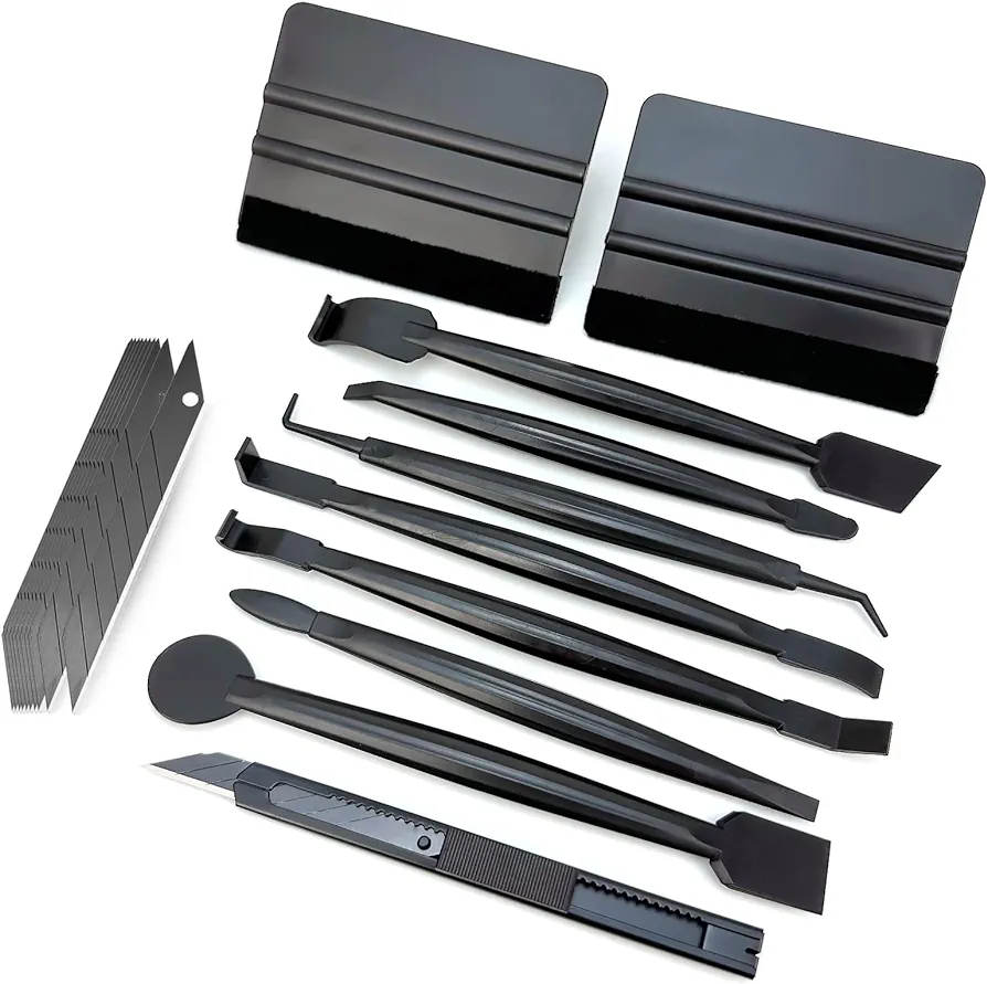 Vinyl Wrap For Cars Install Kit with Vinyl Scraper, 9mm Utility Knife & 10piece Blades and 7 IN 1 Micro Wrap Squeegee, Ideal for Window tint, Car Paint Protection Film, Car Graphics & Decals