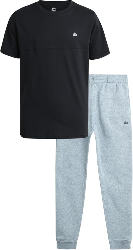 RBX Boys' Active Jogger Set - 2 Piece Hooded Short Sleeve T-Shirt and Fleece Joggers (Size: 8-12)