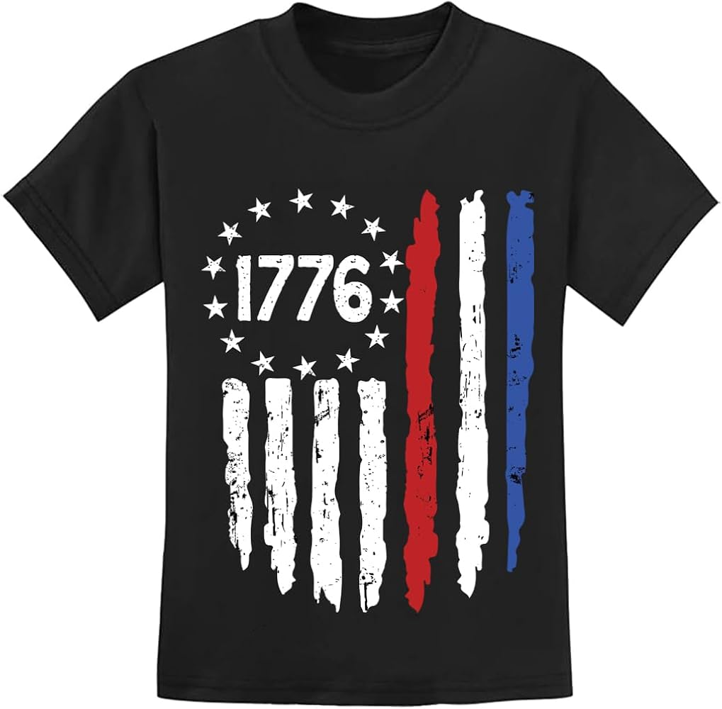 Little Hand Big Boys 4th of July T-Shirt Red White & Blue USA Tees Stars Striped Shirts Kids American Flag Clothes 4-11 Years