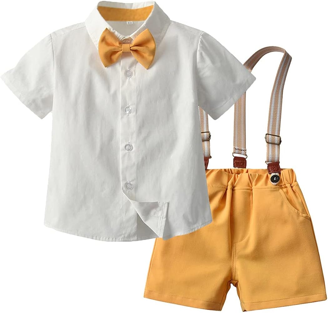 Queeny Summer Korean Style Children's Clothing,Boys' Cotton Short-Sleeved Shirts and Overalls Suits.